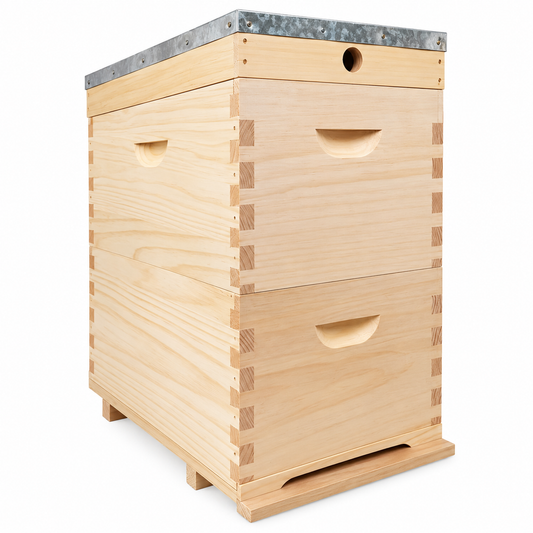 Double Beehive - Full Depth Hive unassembled with 16 unassembled Frames - Flat Pack