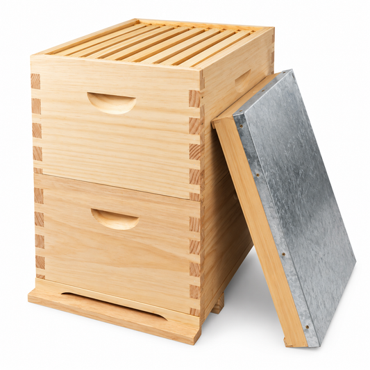 Double Beehive - Full Depth Hive unassembled with 16 unassembled Frames - Flat Pack