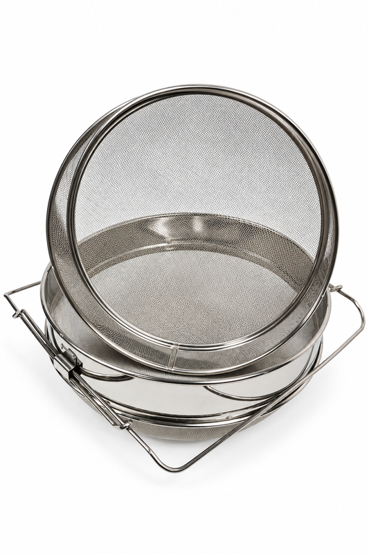 Food Grade Stainless Steel 304 Extra Large Double Honey Filter 32cm In Diameter