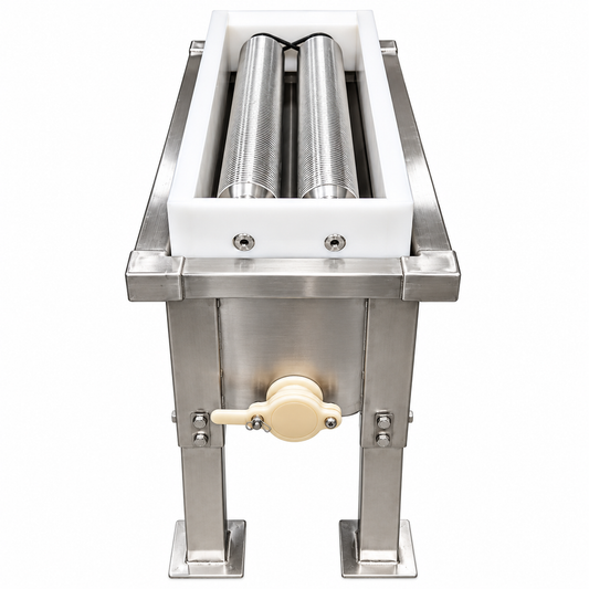 DRS Double Roller Slit  Manual Uncapper - Uncapper and Stainless Steel Stand