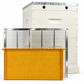 10 Frame Double Beehive – 22mm Timber, Plastic Frames black / yellow, Wax Dipped & Painted