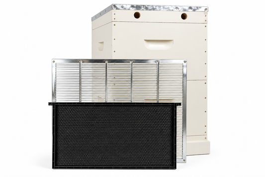 10 Frame Double Beehive – 22mm Timber, Plastic Frames black / yellow, Wax Dipped & Painted