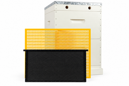 10 Frame Double Beehive – 22mm Timber, Plastic Frames black / yellow, Wax Dipped & Painted