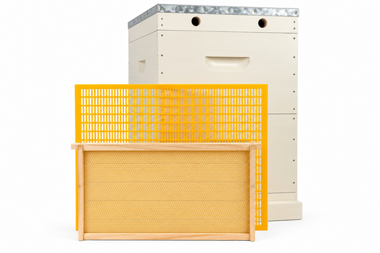 10 Frame Double Beehive - 22mm Timber, Beeswax Foundation, Wax Dipped & Painted