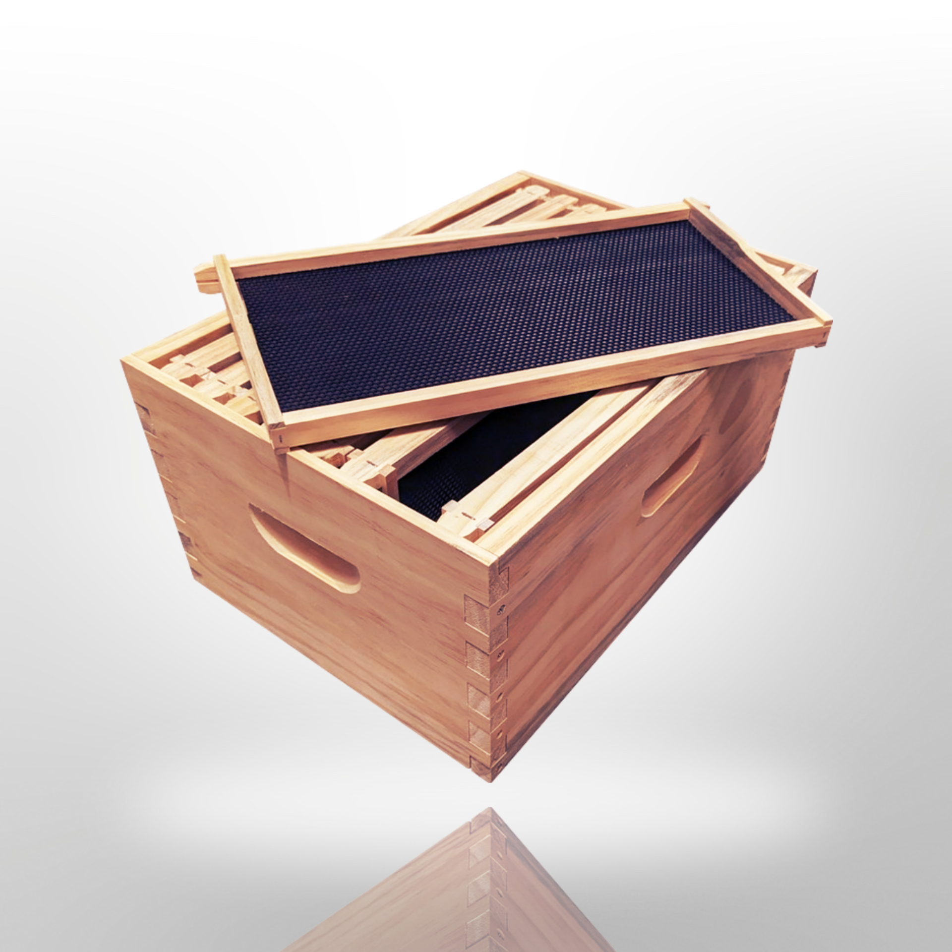 ASSEMBLED 10 Frame Size Full Depth Box and 10 Assembled Frames With Bl ...